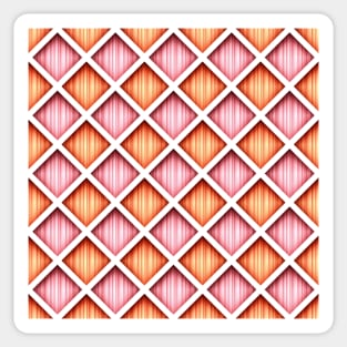 3d Geometric Pattern, Rhombic Harlequin Motif Sticker